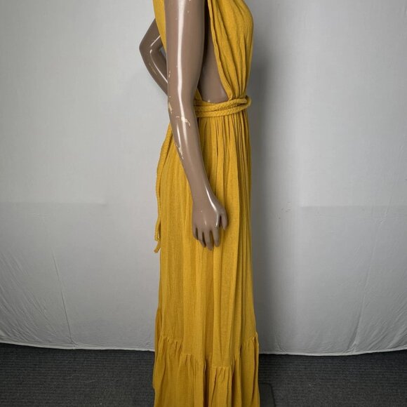 Spiritum Tulum Women’s Thea Maxi Dress Mustard Yellow One Size - Picture 4 of 8